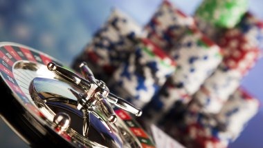 Live roulette wheel and betting table